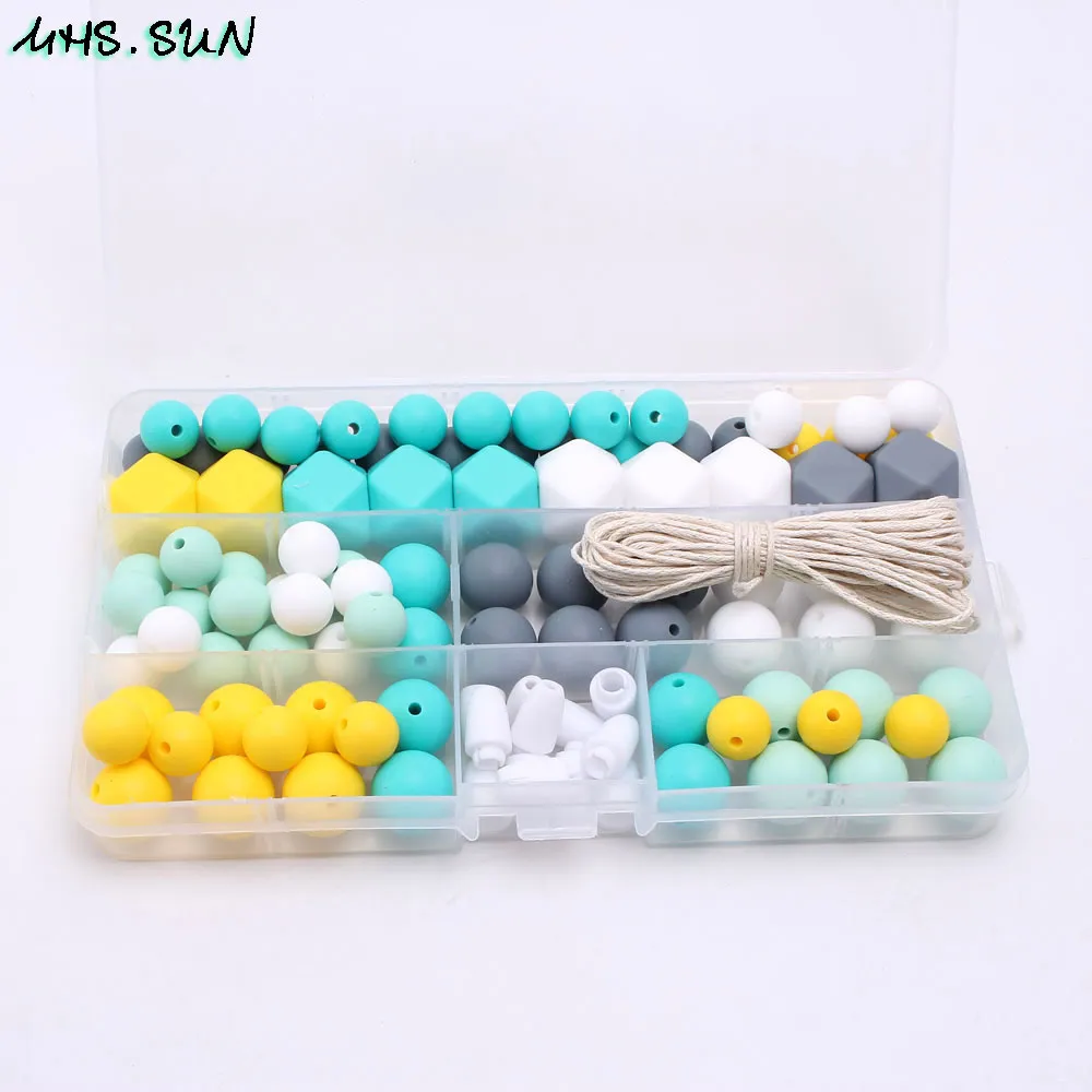 MHS SUN Silicone Beads Set Baby Teething Beads Food Grade Teether Kits Accessories Diy Chewable Jewelry Pacifier chain T200730234b