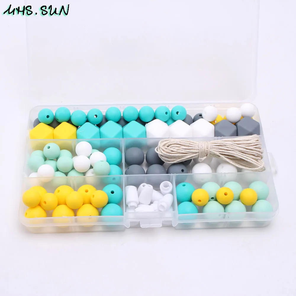 MHS SUN SILICONE HEARS مجموعة Baby Beads Beads Food Grade Teether Accessories DIY AMY Jewelry Pacifier Chain T200730234B
