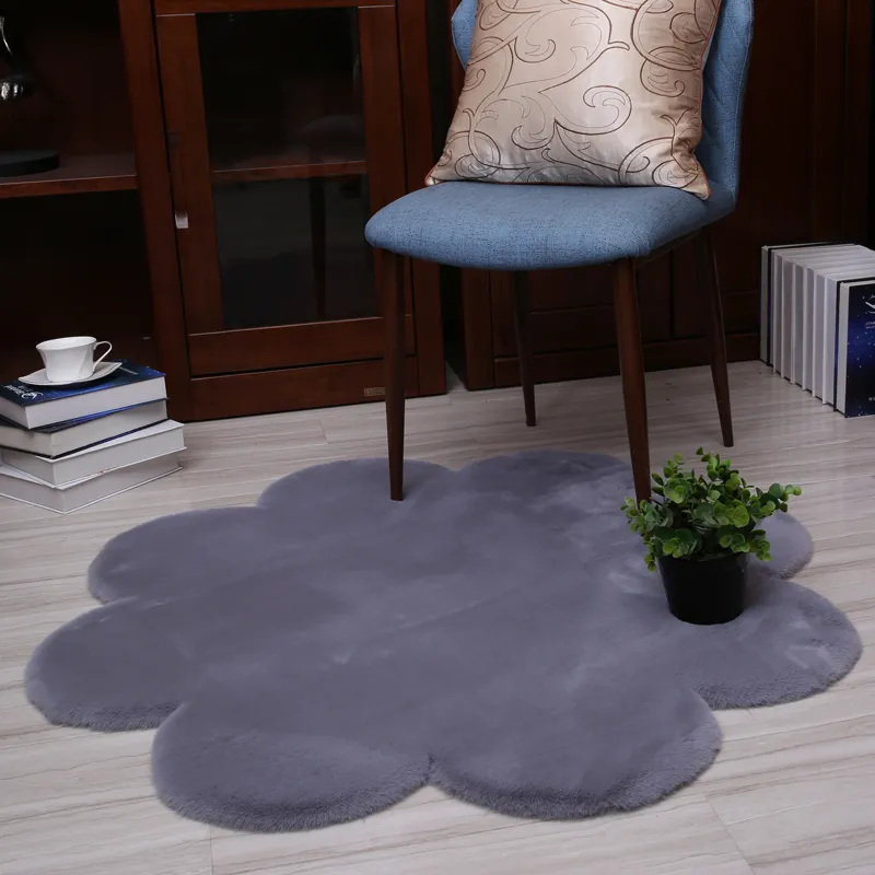 flower shape Carpets Living Decor Faux Fur Carpet Kids Room Long Plush Rugs for Bedroom Shaggy Area Rug Modern Mat 201214