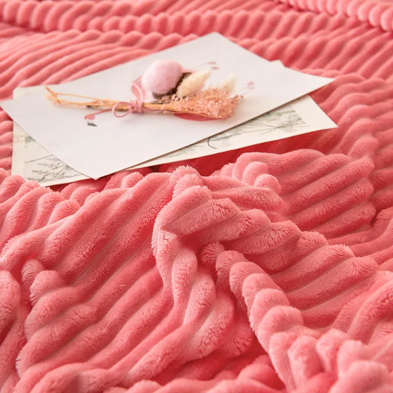 Watermelon Red Color Blankets for Beds Single Queen Flannel Coral Fleece Blanket On the Bed Soft Warm Thickness Bedspread 201113224C