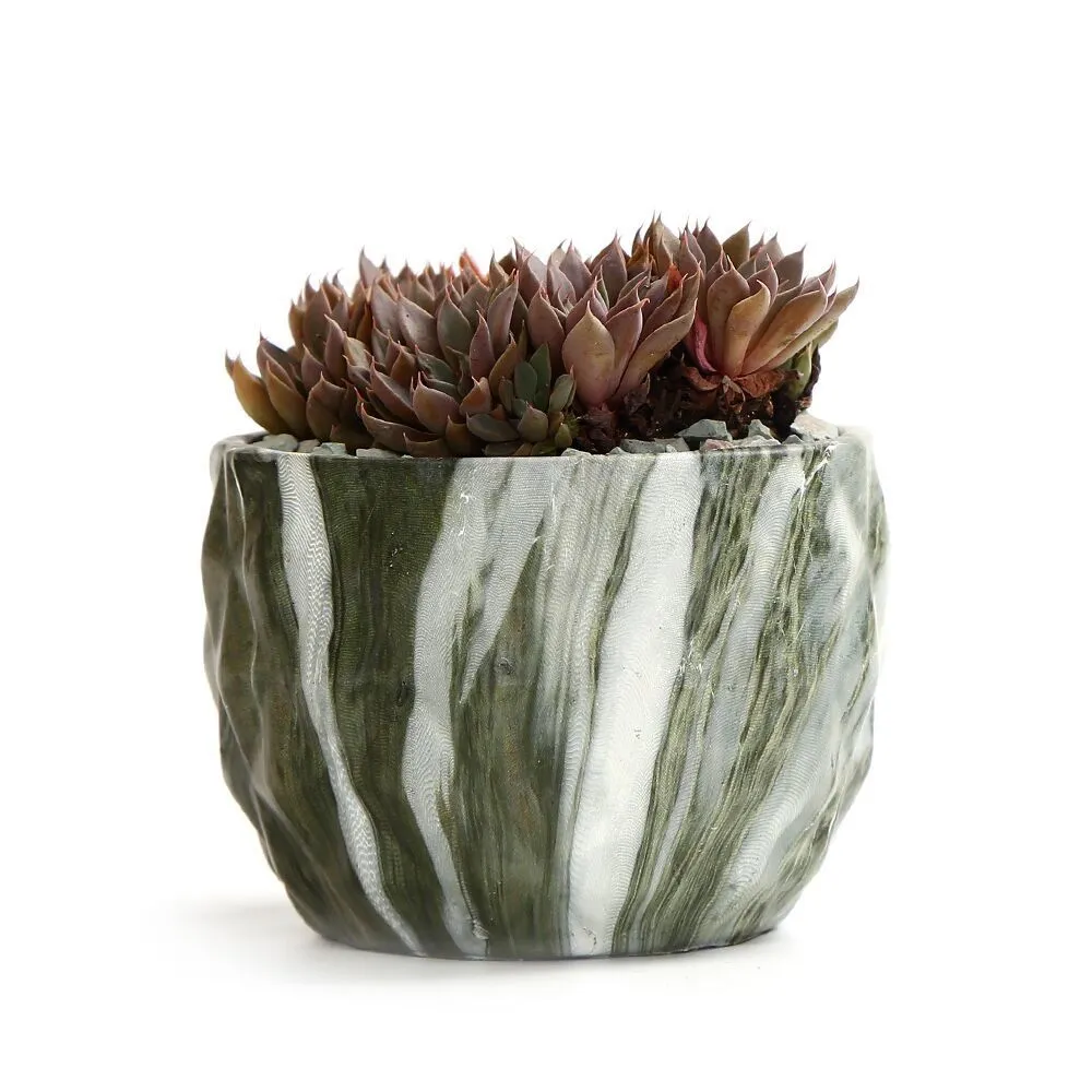 Pot de fleur de marbrure moderne Pot succulent Cactus Planteur Pots Conteneur Bonsai Planteurs avec trou 3,35 pouces Idée cadeau parfaite Y200723