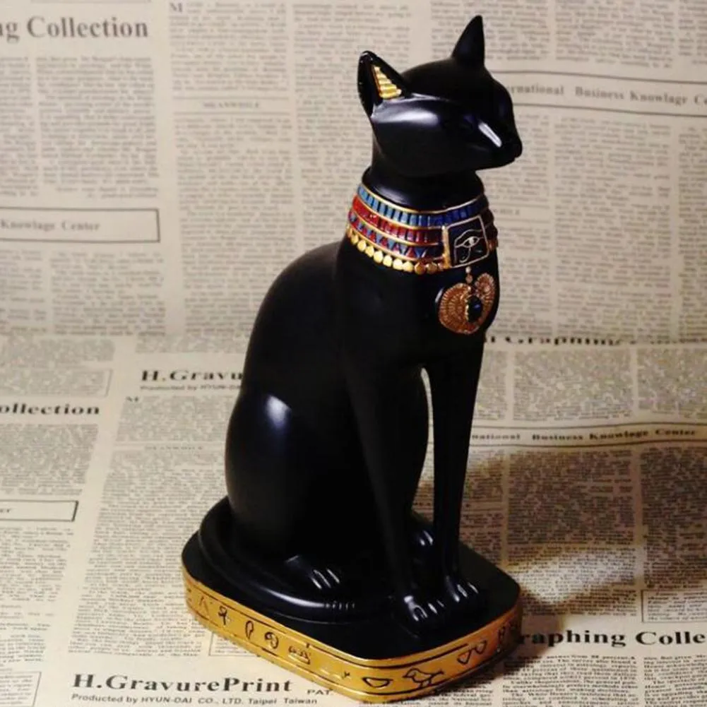 Resina artesanato exótico estatueta alfândega estátua egípcio gato gato bastet estátua decoração de casa presentes em casa ornamentos vintage t200710