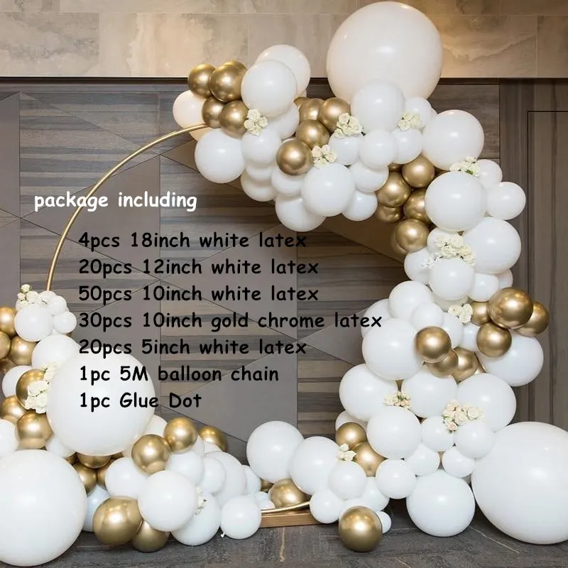 116 unids Set Mate blanco Oro Metálico globos guirnalda arco kit baby Shower boda fiesta de cumpleaños Chrome Globo Decoración niños F286x