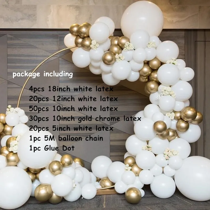 / set mat blanc or ballons métalliques guirlande arc kit baby shower fête d'anniversaire de mariage chrome ballon décoration enfants F267t