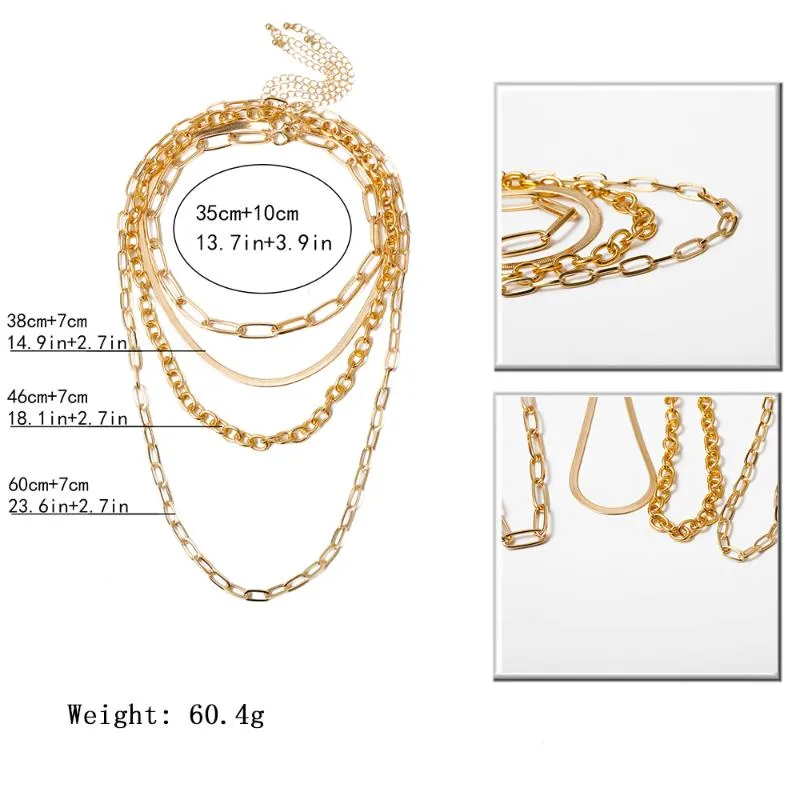 Pendant Necklaces IngeSight Z Set Multi Layered Chunky Thick Miami Curb Cuban Choker Necklace Gothic Gold Color Snake Chain J321I