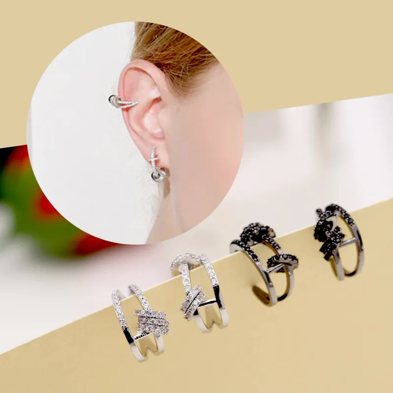 Mode minimalistische Kristallohr -Ohrmanschette Circle Cross Clip Ohrringe gefälschte durchdringende Ohrmanschette Frauen Ohrklammern Schmuck2679