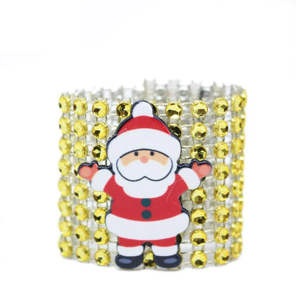 Plastic Servet Ring Kerst Rhinestone Wrap Santa Claus Chair Buckle Hotel Wedding Supplies Home Table Decoration
