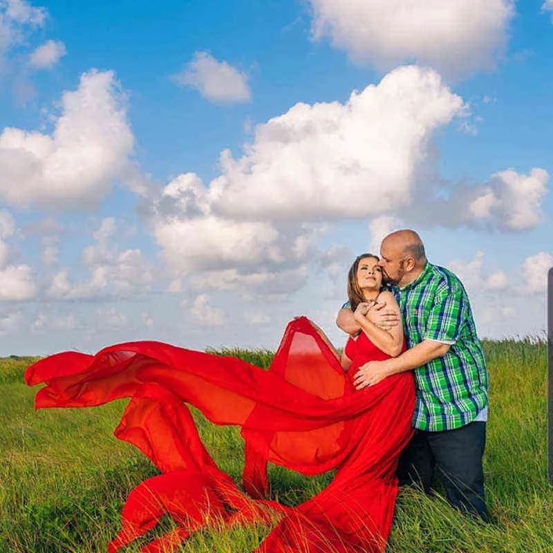 Chiffon di pizzo maternità sparare puntelli fotografici abiti spacco anteriore lungo abito fotografico gravidanza donne incinte abiti da festa 2020 G220309