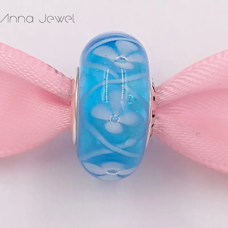 DIY Charm Armband Smycken Pandora Murano Spacer för armband gör Bangle Blå Havsblommor Pärla För Kvinnor Män Födelsedag Gåvor Bröllopsfest