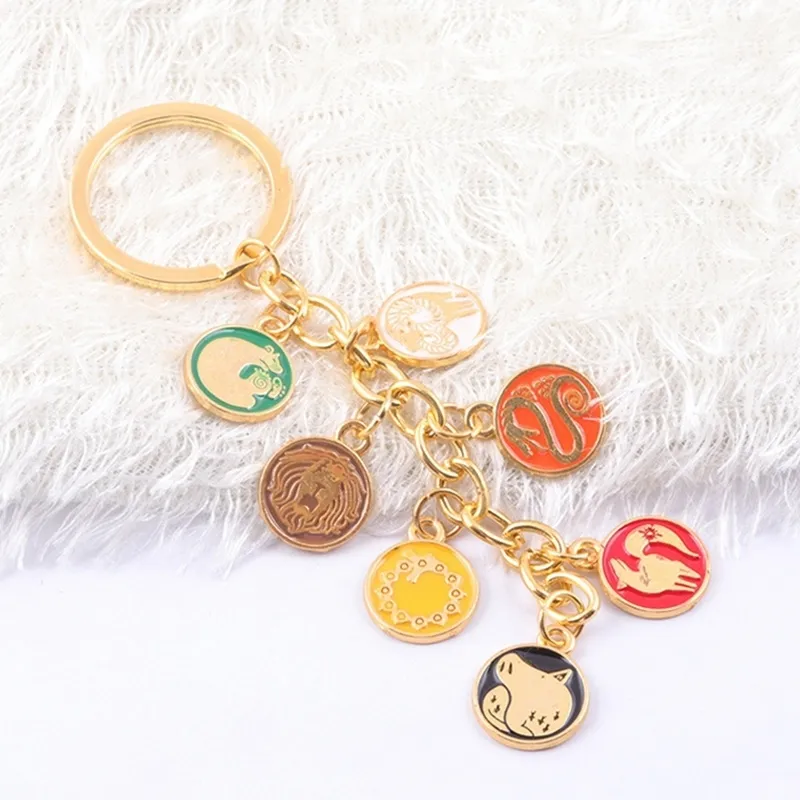 Fashion the New Deadly Sins Anime Keychain Seven Knights Animal Symbol Pattern Keyring Car Key Chain Hanging Pendant Jewelry Gift3571035