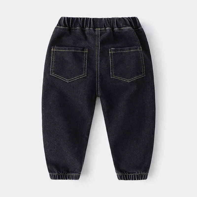 Crianças jeans calças primavera outono novo bebê meninos casuais calças de denim soltas calças coreanas bordados sólidos para meninos Calças infantis G1220