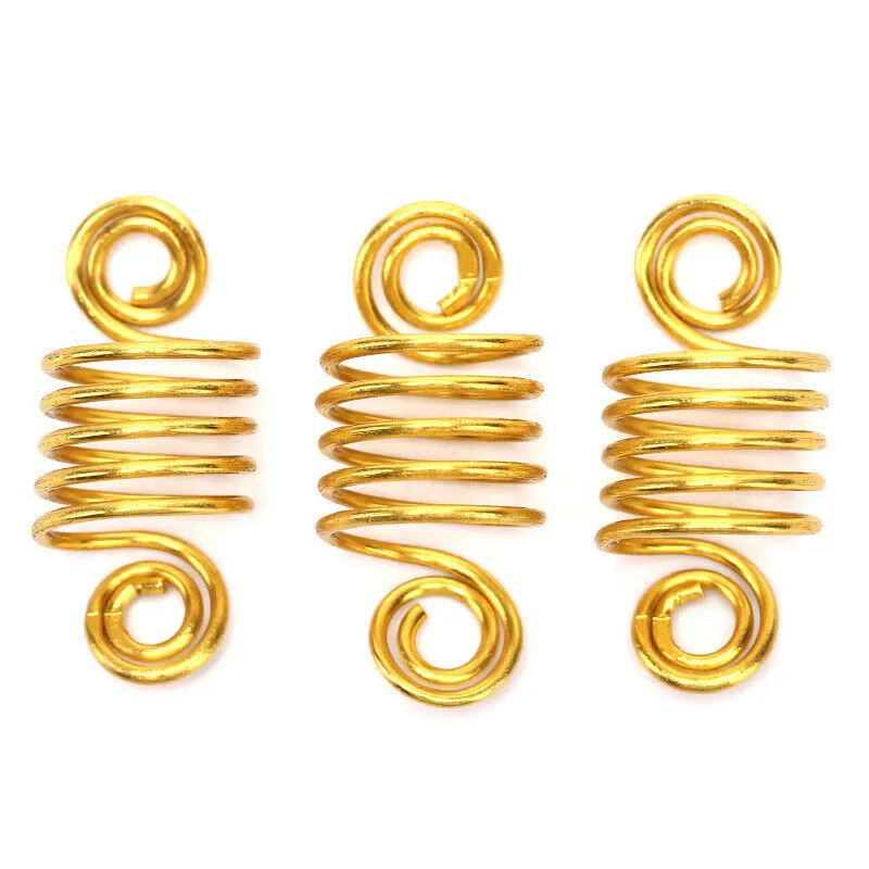 180st Metal African Hair Rings Beads Cuffs Tubes Charms Dreadlock Dread Hårflätor Smycken Decoration Accessories Gold 2203122279216