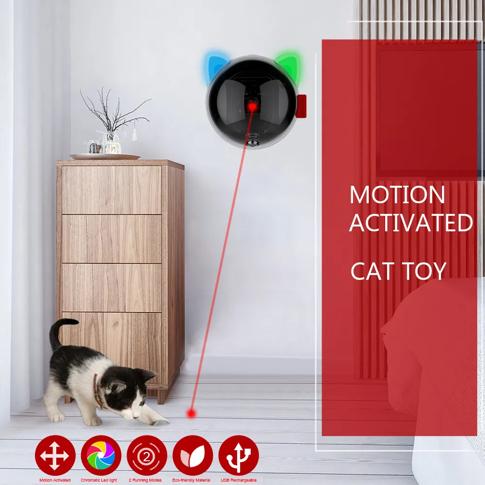 Automatische kat speelgoed laser usb oplaadbare kat interactieve speelgoed led-aanwijzer roterende bewegende elektronische pen grappige speelgoed kattenjacht speelgoed LJ200826