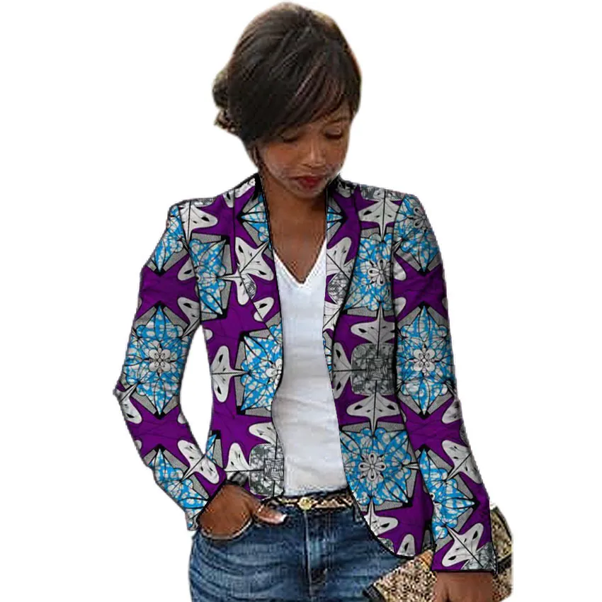 Afrikaanse Mode Vrouwen Blazers Sjaalkraag Ontwerp Vrouwelijke Dashiki Print Ankara Pak Jassen Custom Made Afrika Kleding 201102