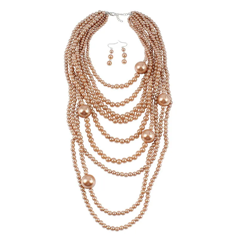 FY Europe et états-unis mode exagération multicouche collier de perles longue chaîne de pull bijoux Y200730220f