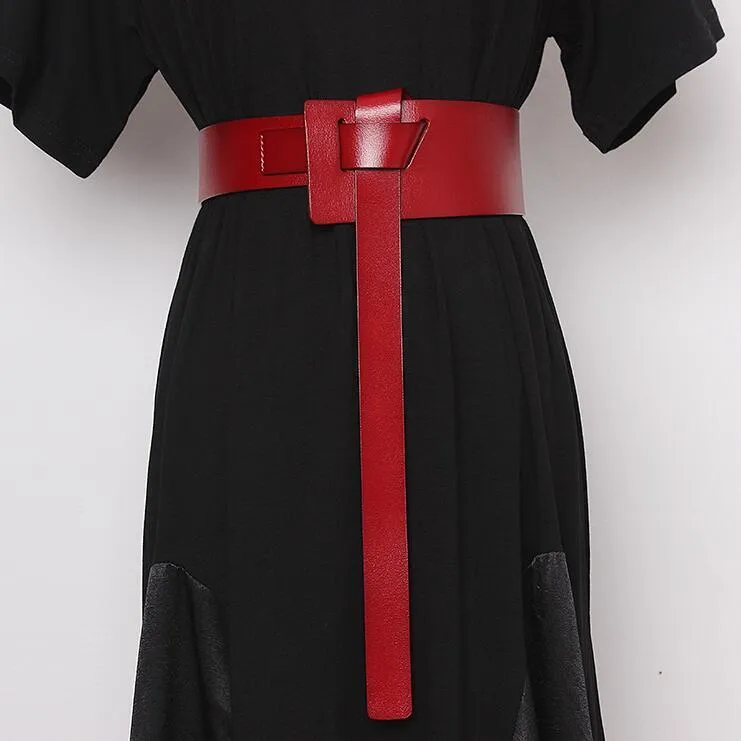 Ceintures femmes piste mode en cuir véritable Cummerbunds femme robe Corsets ceinture décoration large ceinture R2467276u