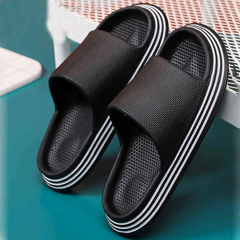 Zapatillas de casa con plataforma de verano para mujer, chanclas cómodas de suela suave para playa, zapatos informales antideslizantes de EVA para mujer