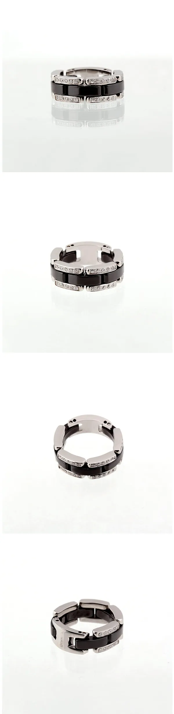 Neue Ankunft Marke Schmuck Boutique Hohe Qualität frauen Ring schwarz und weiß keramik diamant ring ring schwanz ringe schmuck279o