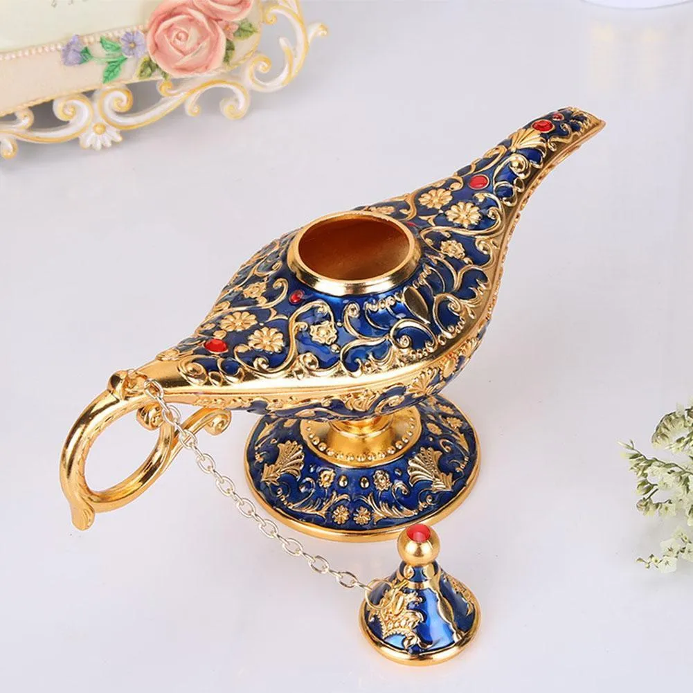 Lâmpada de Aladdin Tradicional Hollow Out Fairy Tale Magic Wishing Genie Tea Pot Retro Acessórios de decoração de casa Y200106