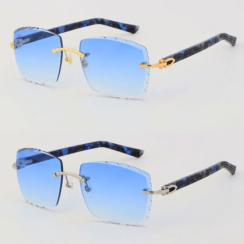 Venta completa de las últimas gafas Gafas de sol sin borde de tablón azul de mármol 3524012-A Meta194t de oro de 18k de alta calidad de alta calidad