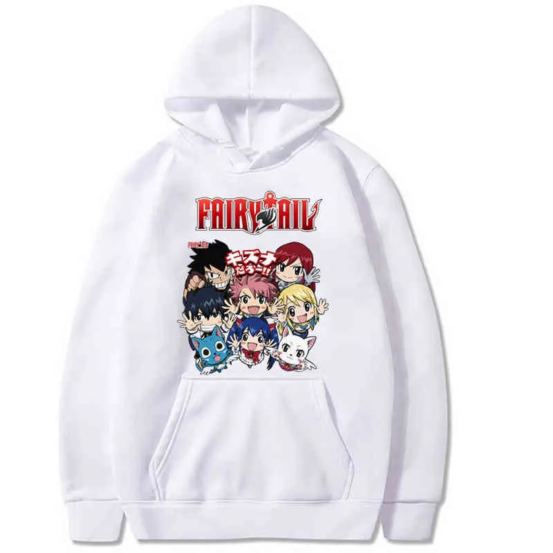 Harajuku Fairy Tail Unisex Bluzy Japoński Anime Drukowane Męskie Bluza Bluza Streetwear Casual Bluzy H1227