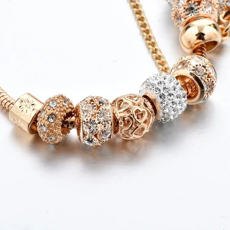 Luxury Crystal Heart Charm Bracelets&Bangles Gold Bracelets For Women Jewellery Pulseira Feminina Bracelet