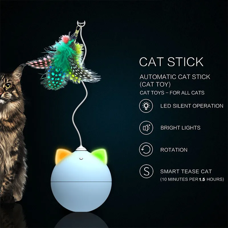 創造的な電気タンブラーの猫のおもちゃのスマートな徹底的な圧延玉猫の玩具LEDライト猫のおもちゃインタラクティブな自己回転ボールロープLJ201125