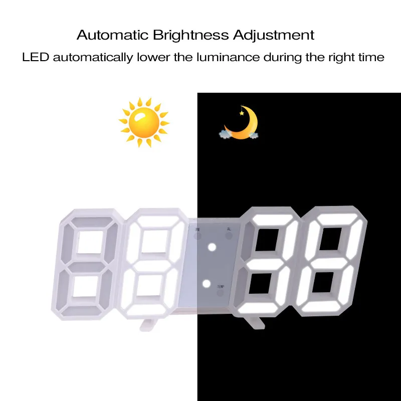 Wanduhren Uhr Uhr 3D LED-Beleuchtung Digital Modernes Design Wohnzimmer Dekor Tischalarm Nachtlicht Leuchtende Desktop305S