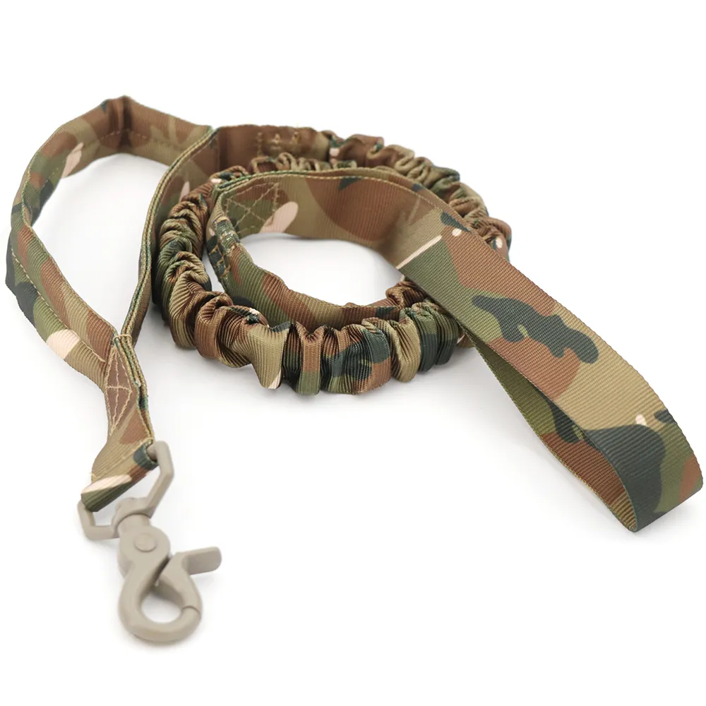 Military Tactical Dog Leash 2 Handle Quick Release Elastic Bungee Leads Rope Dog Training Leashes For Small Large Dogs LJ201109