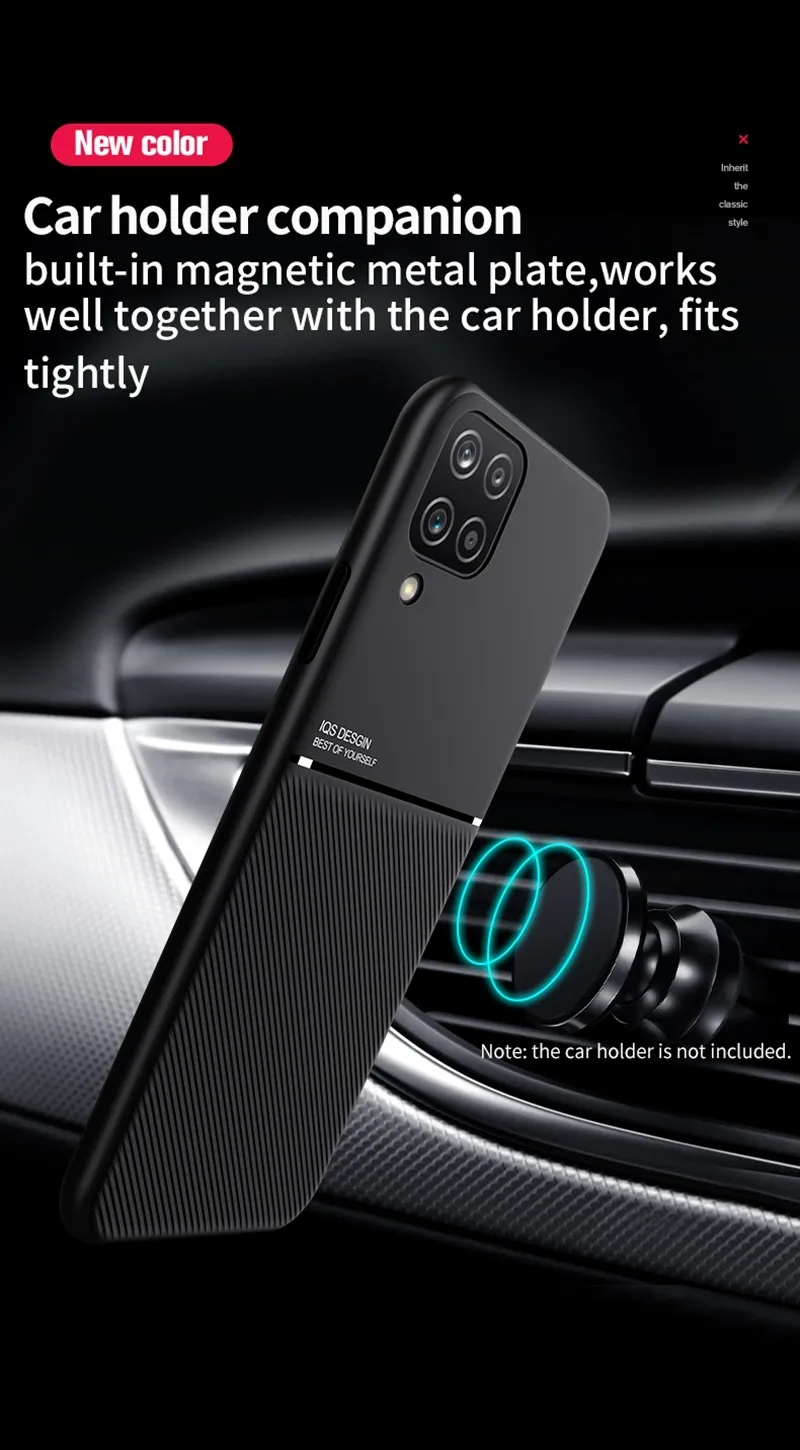 Matowe przypadki dla Samsung Galaxy A12 A42 F62 M62 wysokiej jakości twarda skórzana pokrywa telefoniczna z metalowym samochodowym magnetycznym