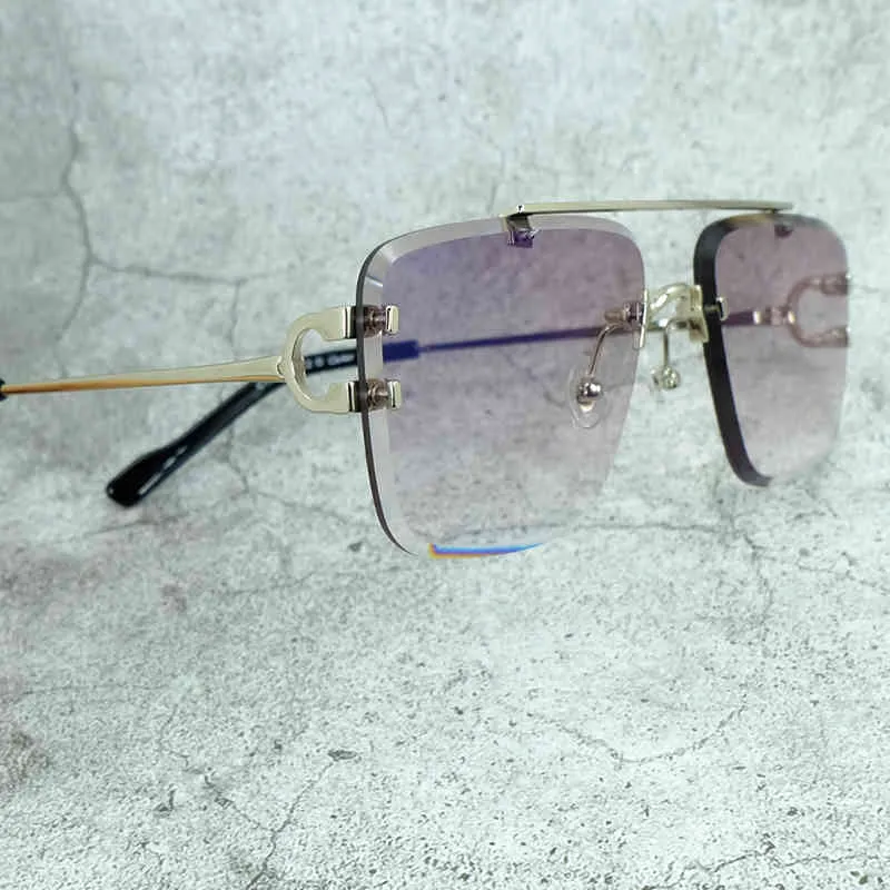 Diamant coupe lunettes de soleil hommes mode fil métallique Y concepteur de luxe français hommes accessoires haut lunettes conduite nuances