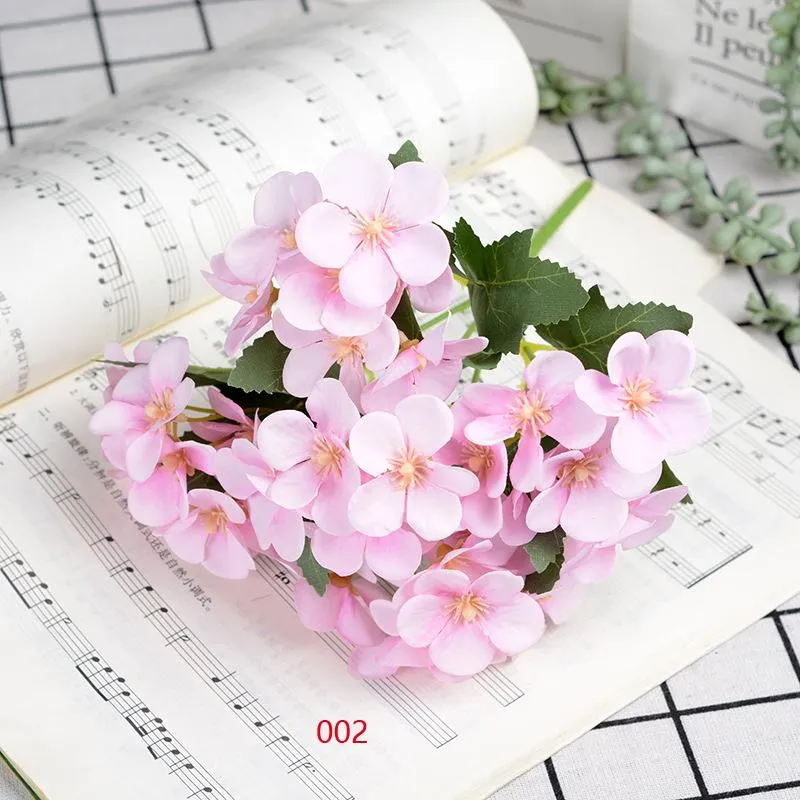 5 포크 핑크 실크 베고니아 꽃 인공 꽃 가정 장식 웨딩 가짜 꽃 인공 긴 25cm1154g