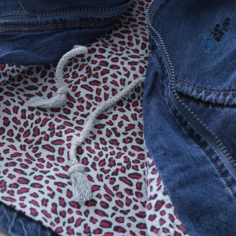 Modeflicka jeans jacka barn fjärilar huva jacka ytterkläder vår höst barn kappa långa denimjackor för flicka 311 år l5353767