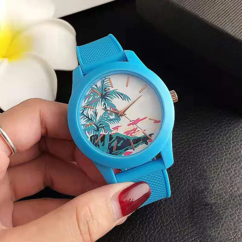 Marca de crocodilo relógios de pulso de quartzo mulheres homens unisex vista havaiana estilo animal dial pulseira de silicone relógio la10208b