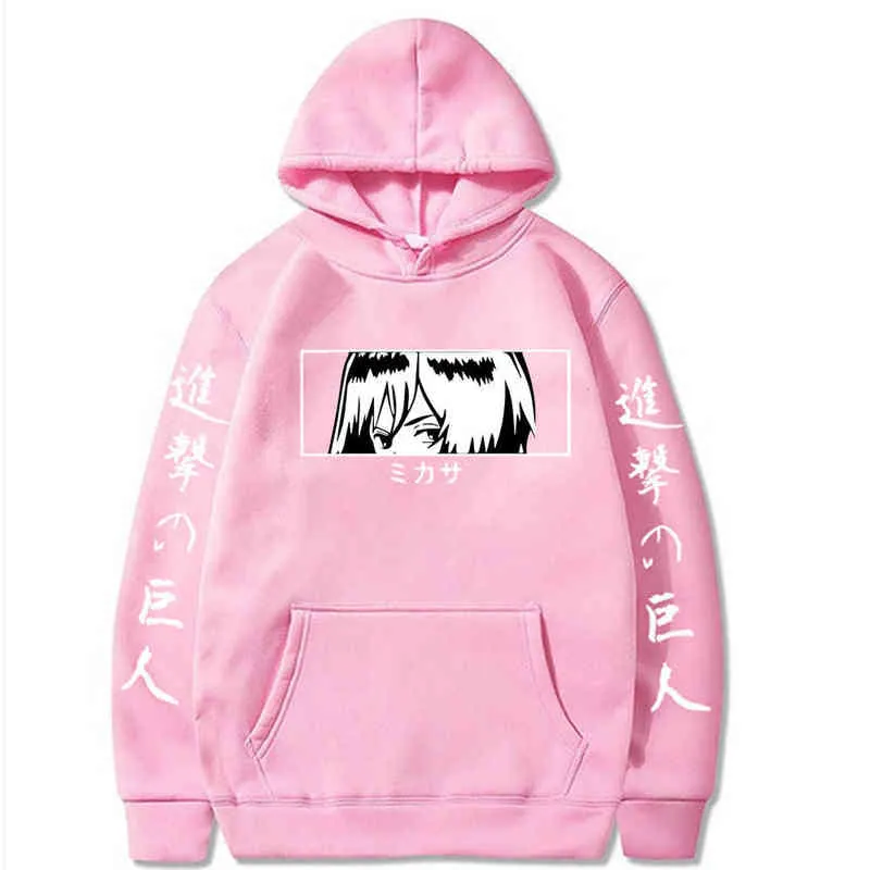 Harajuku Anime Attack op Titan Hoodies Mikasa Ackerman Sweatshirt Streetwear Pullovers Tops H1227