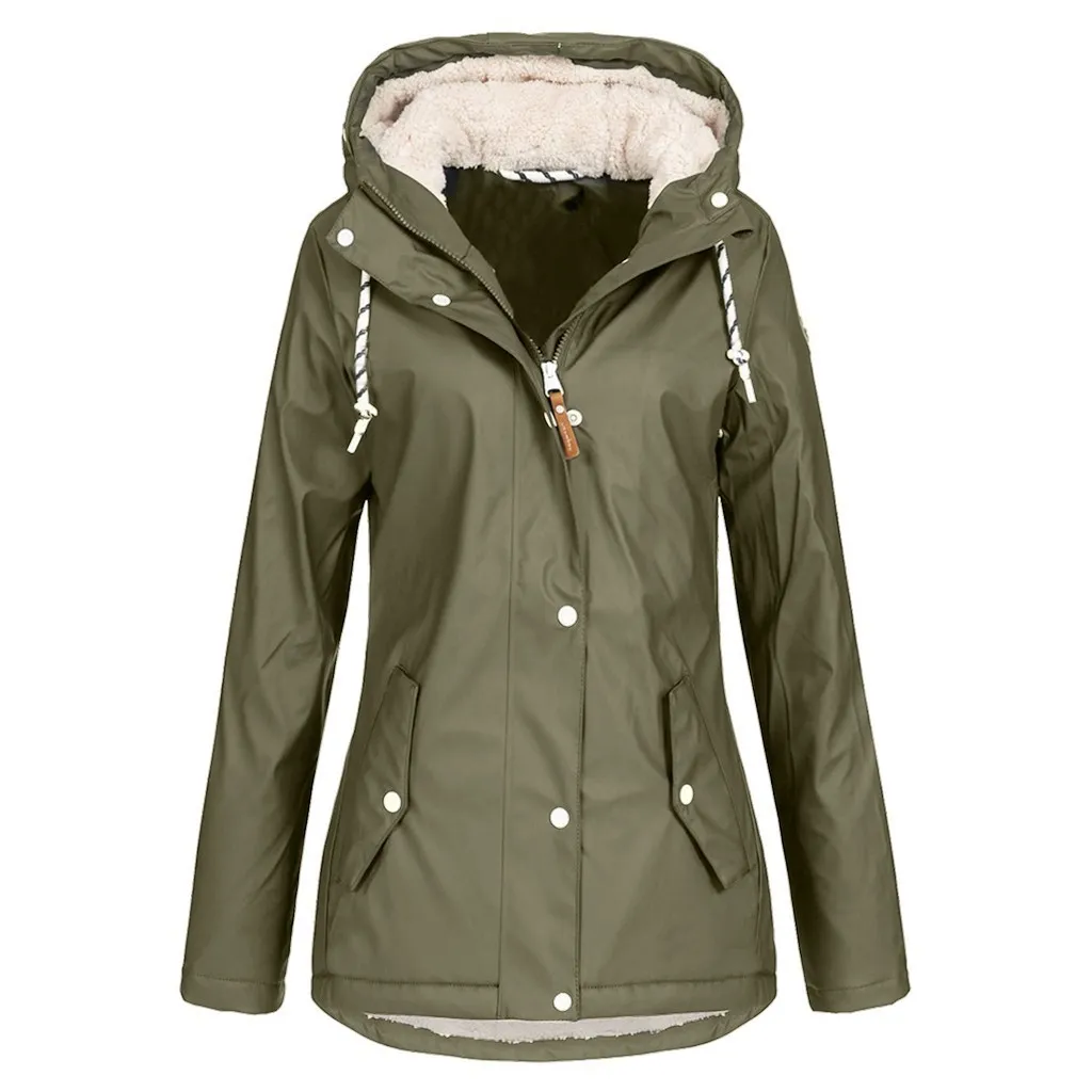long coat women autumn winter warm Women's Solid Rain Outdoor Hoodie Waterproof Overcoat Lady Windproof Coat#4 T200111