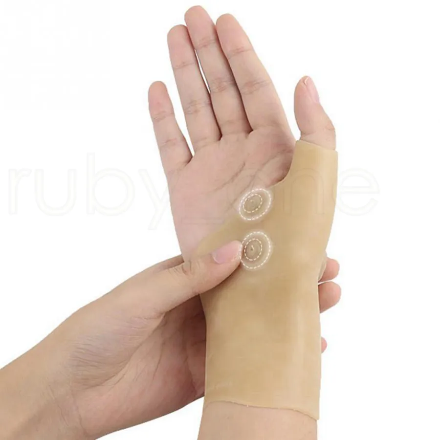 Guantes de la terapia magnética Muñeca PRACE MANO THUMP SOPORTE SOPORTE GUANTES SILICONOS GEL MASSAJE DE MASAJE GUANTES DE ALEJIDO