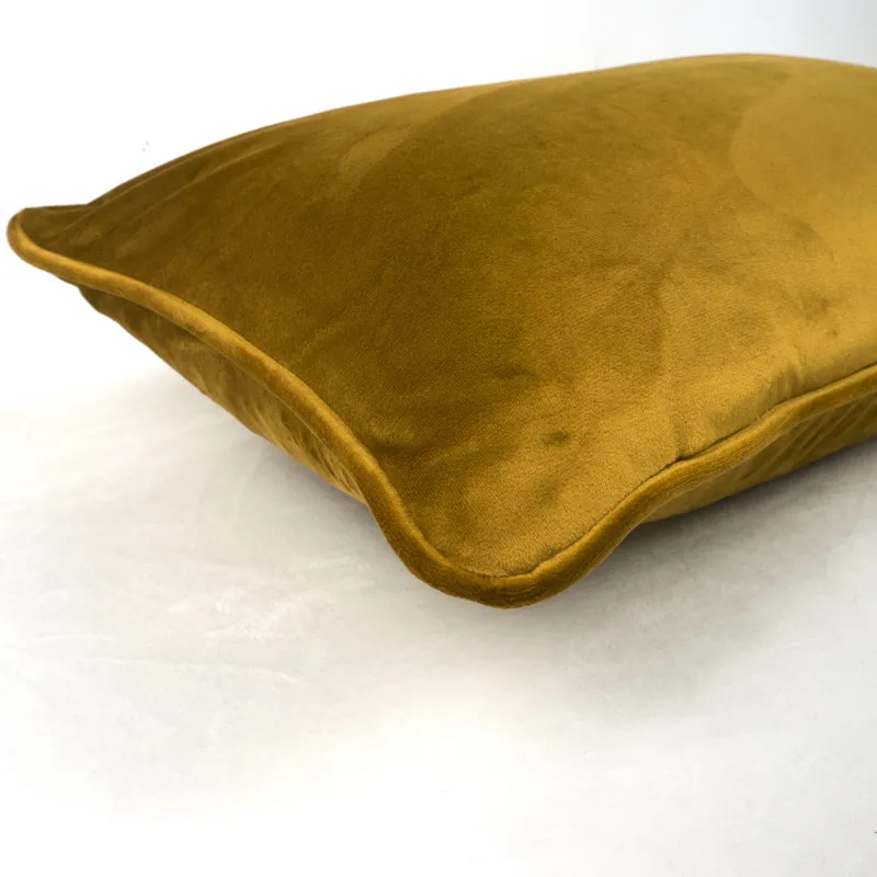 Soft Luxury Brown Gold Velvet Cuscino Federa Letto Divano Copricuscino Piping Design No Balling-up Senza ripieno T200601