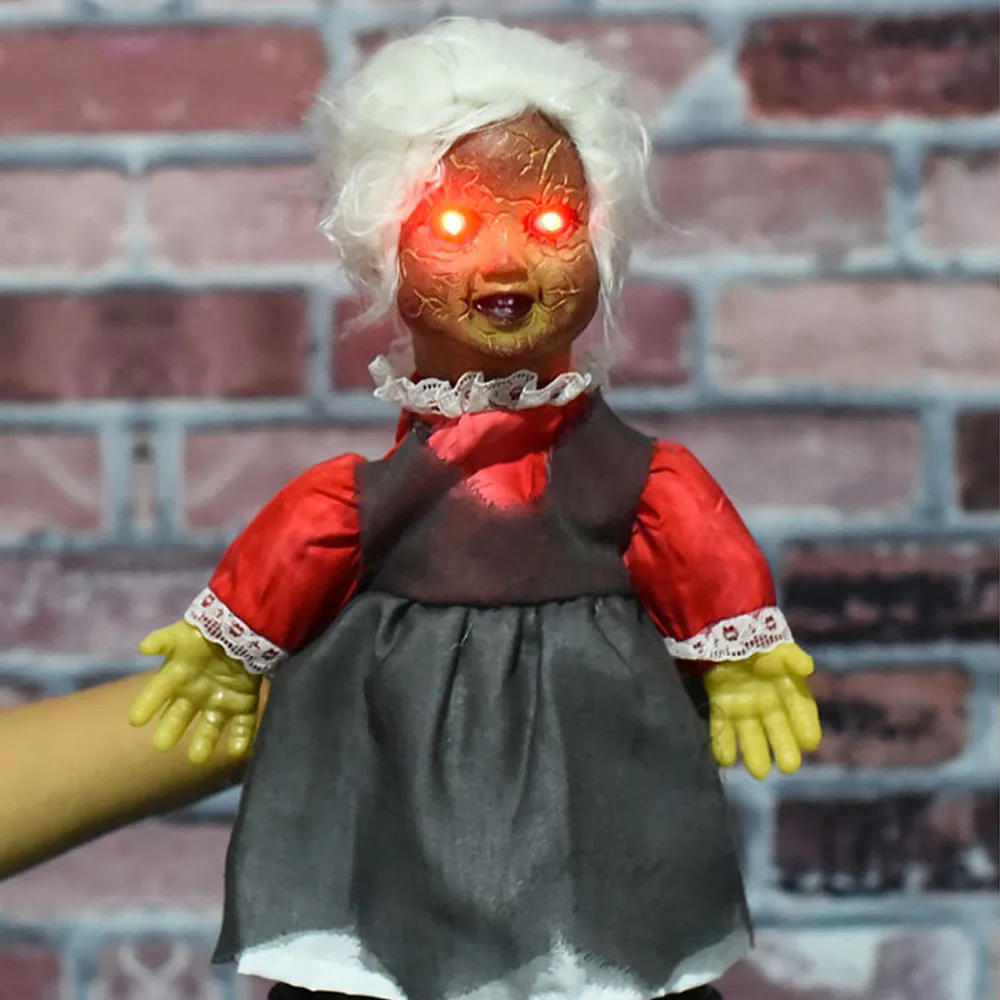 Halloween Props Ghost Doll Electric Walking Toys With Shinning Eyes For Horror Decoration Party Kids Gift 34cm Y201006