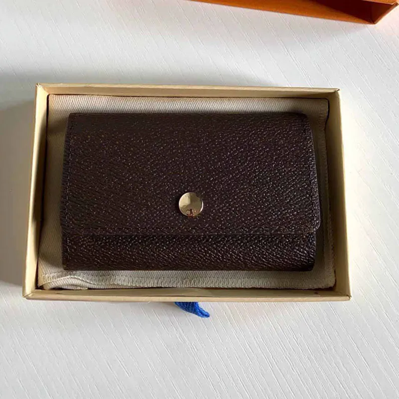 Klassieke canvas sleutel portefeuilles tassen voor vrouwelijke kaarthouders voor dames lederen tas portemonnee voor vrouwenslot met zes toetsen met box2055