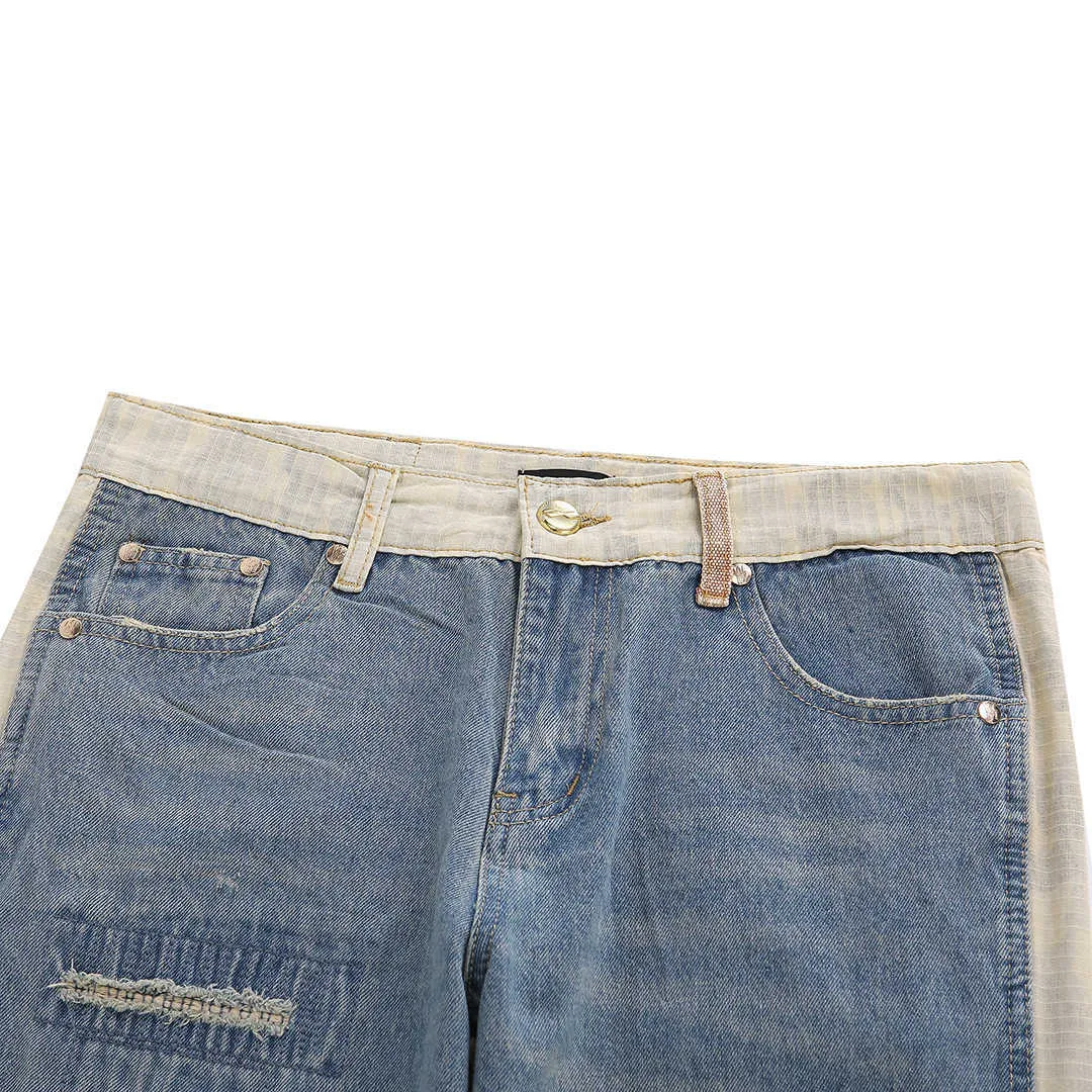 Мужские джинсы правильные версии осенью зима новые WE11 сшитые дырочные джинсы серфинг мужские и женские прямые длинные брюки
