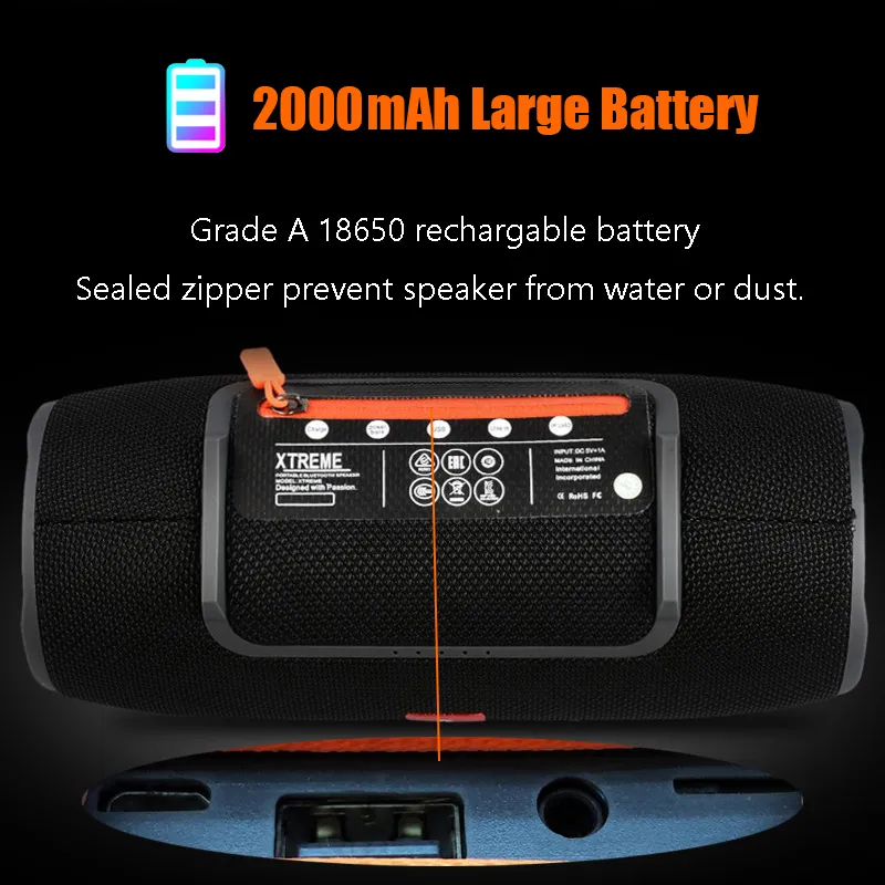 High Power Outdoor draagbare bluetooth speaker subwoofer soundbar draadloze baskolom waterdichte luidspreker ondersteunt AUX TF USB LJ2012462513