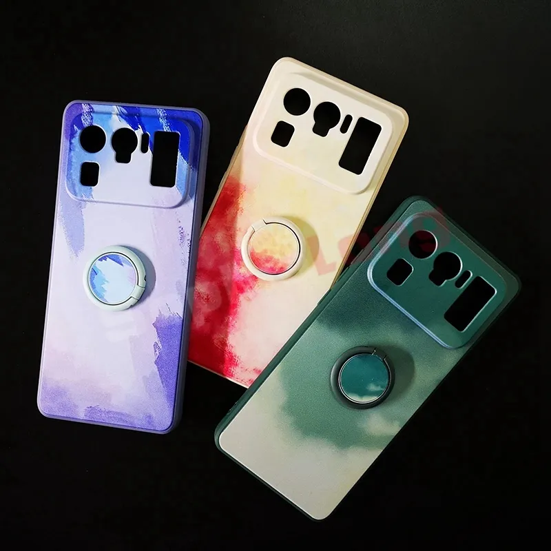 Étuis pour Xiaomi Mi 11 Ultra aquarelle couverture de téléphone en Silicone souple avec coque de support de bague d'origine Xiomi Mi 11 Ultra