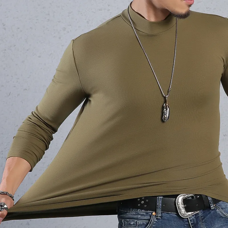 Arcsinx Half Turtleneck Mężczyźni T-shirt Casual Długim Rękawem T Plus Rozmiar 6XL 5XL 4XL 3XL Moda Fitness Tight Tee 220318