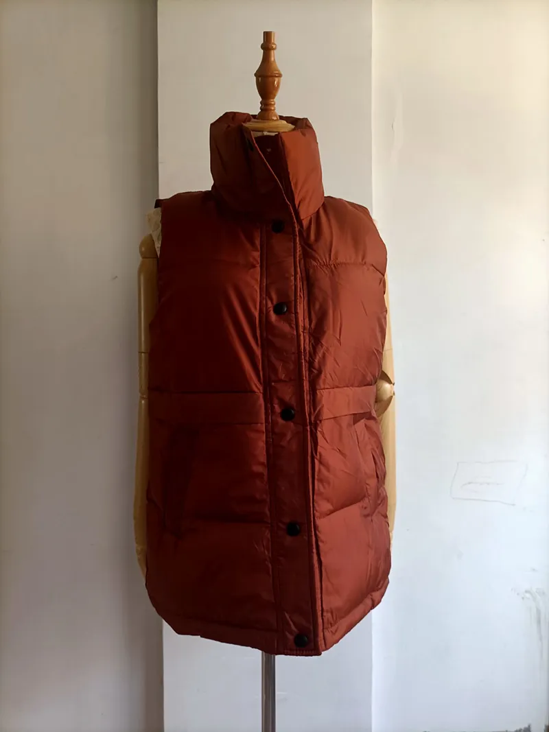 Femmes sans manches gilet hiver chaud, plus la taille 2XL bas coton rembourré veste femme Veats col Mandarin sans manches gilet 201111