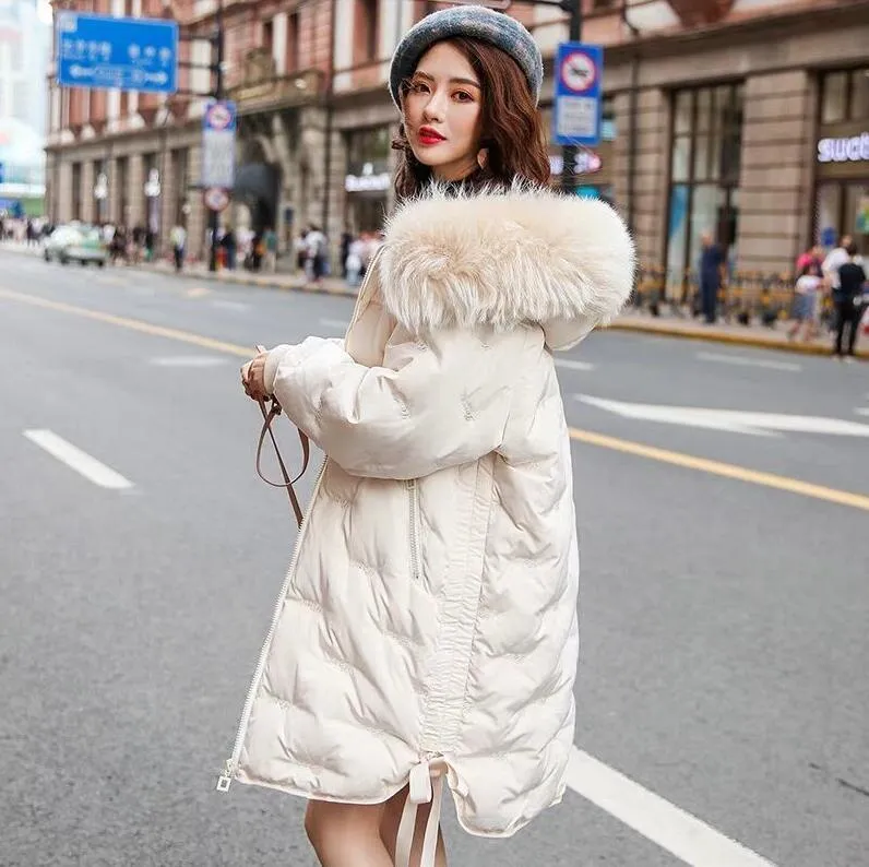 Style chaud d'hiver brodé duvet de canard blanc brodé doudoune femme nouvelle mode 2019 manteau long femme T200910