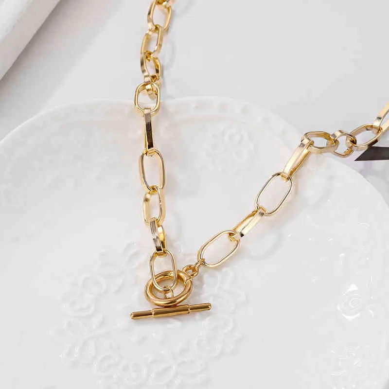 IPARAM chaîne épaisse fermoir à bascule colliers en or mixte cercle lié colliers pour femmes collier ras du cou minimaliste bijoux chauds AA220315