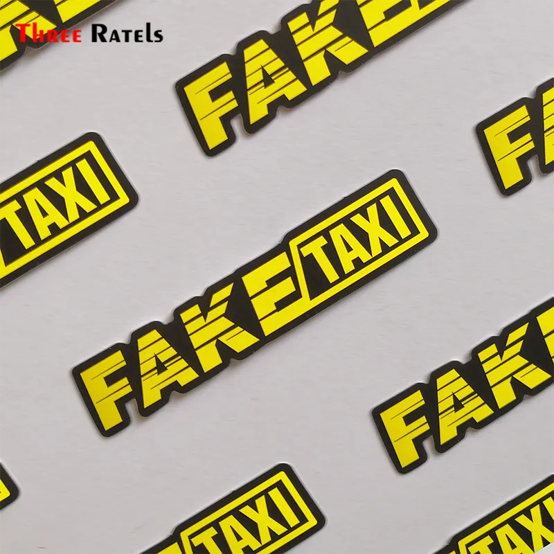 Three Ratels Yellow Fake Taxi Logo Pvc Waterproof Window Laptop Trunk Auto Motorcycle Car Sticker and Decals9514792