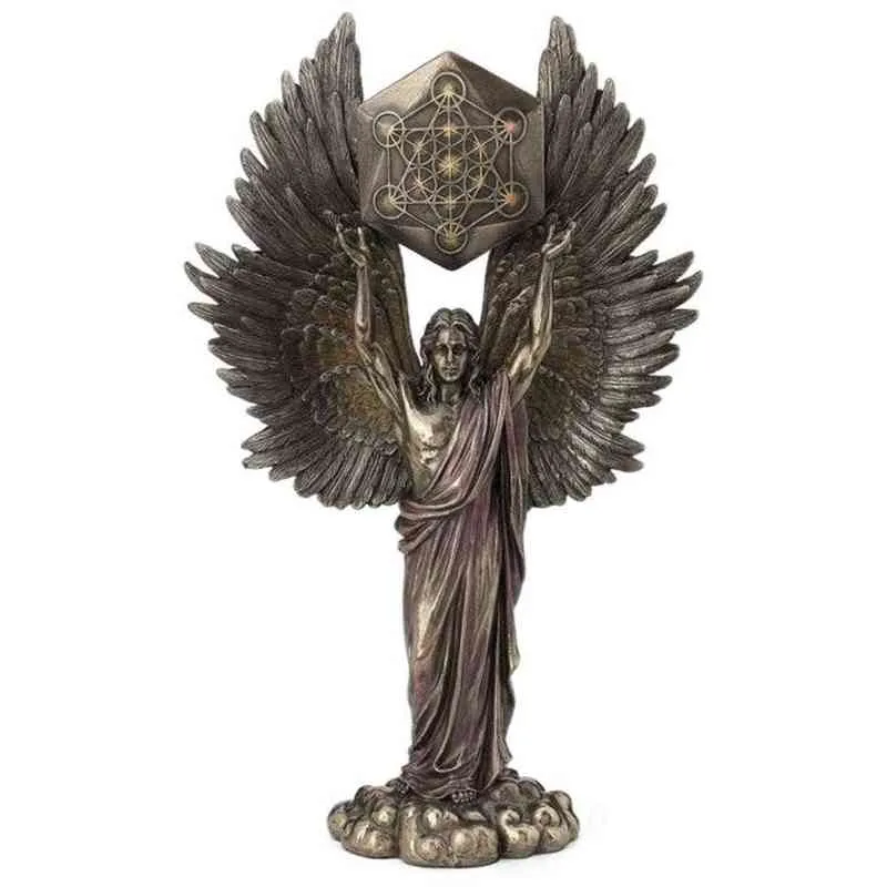 ブロンズのセラフィム6翼の守護天使と剣と蛇の大きな彫像樹脂彫像ホームデコレーション211229266g