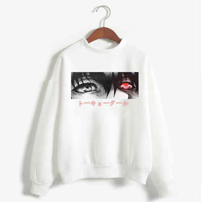 Harajuku Bluza Kobieta / Mężczyźni Bluzy Japoński Anime Tokyo Ghul Eyes Graphic Hoodie H1227